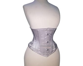 Gothic Satin Underbust Corset – Steel Boned Waist Cincher | Steampunk, Cosplay, Clubwear Hourglass Shaper