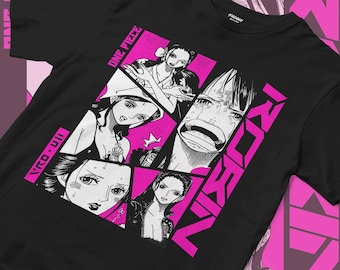 Camiseta unisex de manga corta con diseño de anime y panel de manga corta