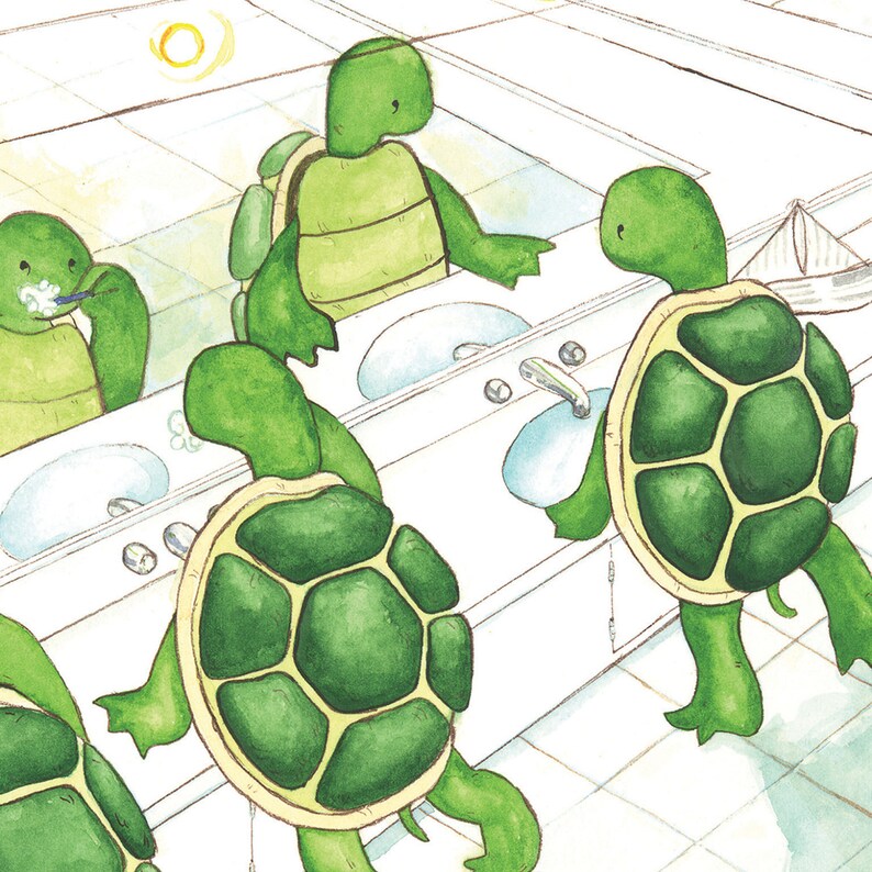 Nine Turtles Get Ready for Bed Print Medium Art Print Kids Etsy