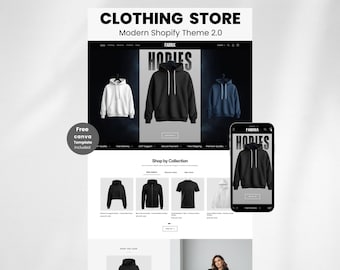 Streetwear Shopify Theme | Modern Clothing Boutique & Fashion Website Template (Canva Pack Included)