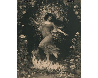 Póster enrollado de ninfa bailarina vintage / Decoración de pared Art Nouveau