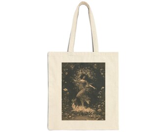 Bolso de mano con ilustración de bailarina vintage / Lienzo con arte de danza en tonos sepia