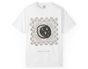 Camiseta con ilustración de luna de encaje / Camiseta gráfica con tapete celestial