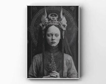 Arte imprimible minimalista gótico de la Diosa Madre