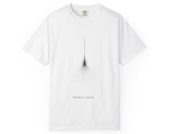 Camiseta minimalista negra con estampado de goteo / Logotipo de Temple Haus