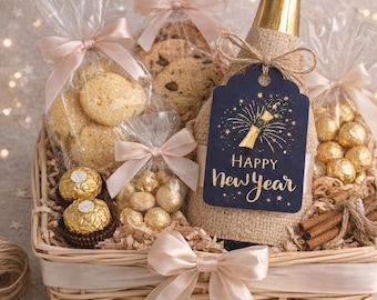Happy New Year Gift Tags – Champagne Party Favor Labels (PDF)