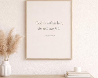 Salmo 46:5 Stampa della Scrittura / Versetto della Bibbia neutro da parete (download digitale)