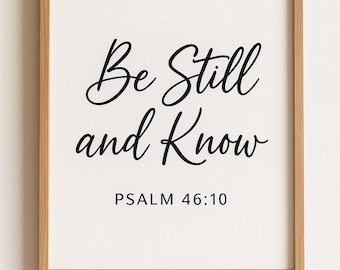Salmo 46:10 - Decorazione murale stampabile / Decorazione cristiana minimalista (download digitale)