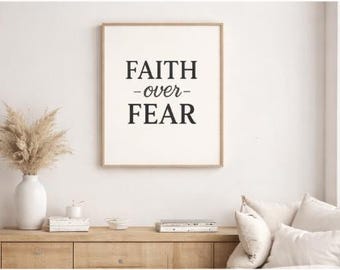 Arte murale "Fede contro la paura" / Citazione cristiana stampabile / Decorazione delle Scritture / Download digitale istantaneo / Versetto della Bibbia