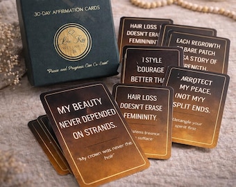 Guerrieri contro la caduta dei capelli – Carte di affermazione di 30 giorni / Mazzo digitale di amore per se stessi per diradamento dei capelli, alopecia e fiducia in se stessi