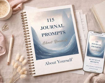 115 spunti per il diario di auto-scoperta / Quaderno di esercizi di riflessione guidata / Crescita personale stampabile / Diario digitale per il benessere mentale