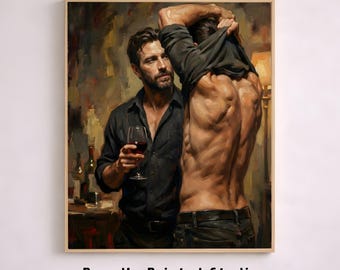 Sensual Queer Male Wall Art, Intimate Masculine Figure Print