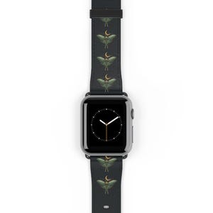 Bracelet-montre gothique papillon lunaire, croissant de lune, motif insecte en phase de lune