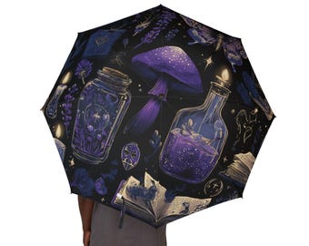 Ombrello viola Goth Apothecary, ombrello automatico