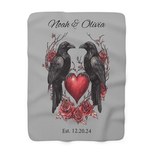 Goth Ravens-deken, gotisch huisdecor, plaid met emo-hart