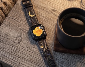 Celestial Moon Wildflower Apple Watch-armband, blommönster