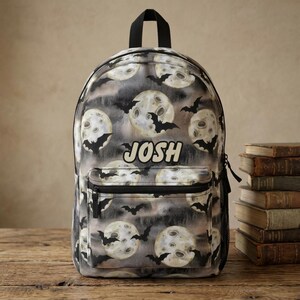Full Moon Bats Backpack | Personalized Moonlight Halloween Pattern