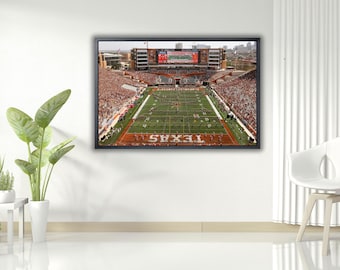 Art mural Darrell K Royal Art mural mémorial du Texas Affiche Texas Longhorns Impression stade de football américain Affiche NCAA Art mural sport