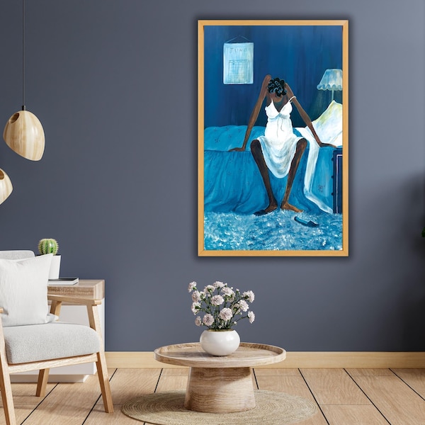 Blue Monday By Annie Lee Quality Print Ready to Hang Canvas Wall Art, Annie Lee  Poster Canvas Home Decor Art, Black Woman Wall Art