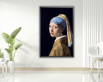 Mädchen mit Perlenohrring|Johannes Vermeer|Reproduktion Wandkunst|Vintage Wandkunst|Vermeer Druck|Klassische Porträtmalerei|Museumsqualität