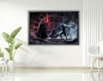 Darth Vader vs Luke Skywalker Canvas Art, Star Wars Print