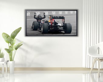 Sebastian Vettel Formula One Canvas Art Print, Man Cave Decor
