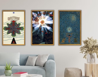 Set van 3 Carl Jung The Red Book The Tree of Life schilderij print, Carl Jung kunst aan de muur, Carl Jung mandala's kunstwerken, Carl Jung Exhibition Art