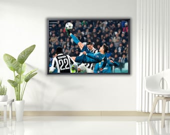 Cristiano Ronaldo Poster, Ronaldo Poster, Football Poster, bicycle kick Poster, room decoration Home Decoration Frame