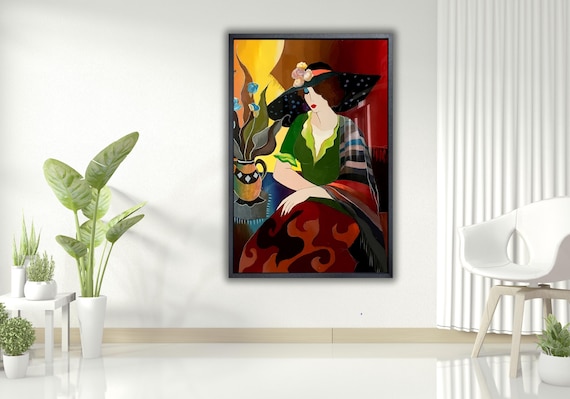 Woman in Hat by Itzchak Tarkay Quality Print Framed Canvas - Etsy