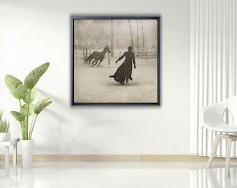 Lady and Her Horse on a Snowy Day by Félix Thiollier - 1899