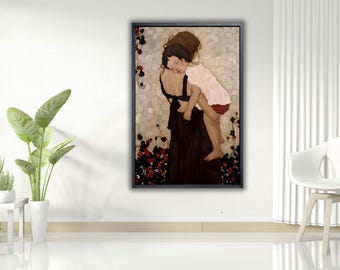 Canvasafdruk Gustav Klimt moeder en kind: galeriewand