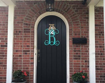 Metal Initial Door Wreath W Ribbon Front Door Wreaths Etsy