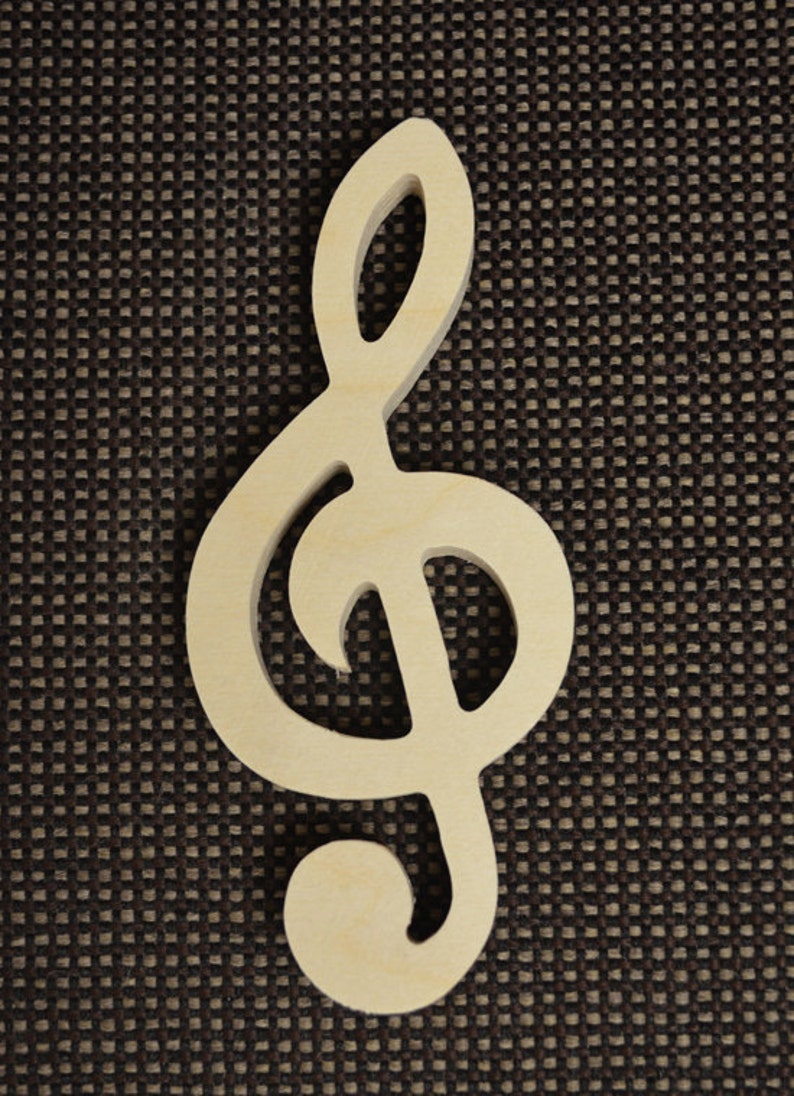 Unpainted Wooden Music Shapes note double note treble clef Etsy