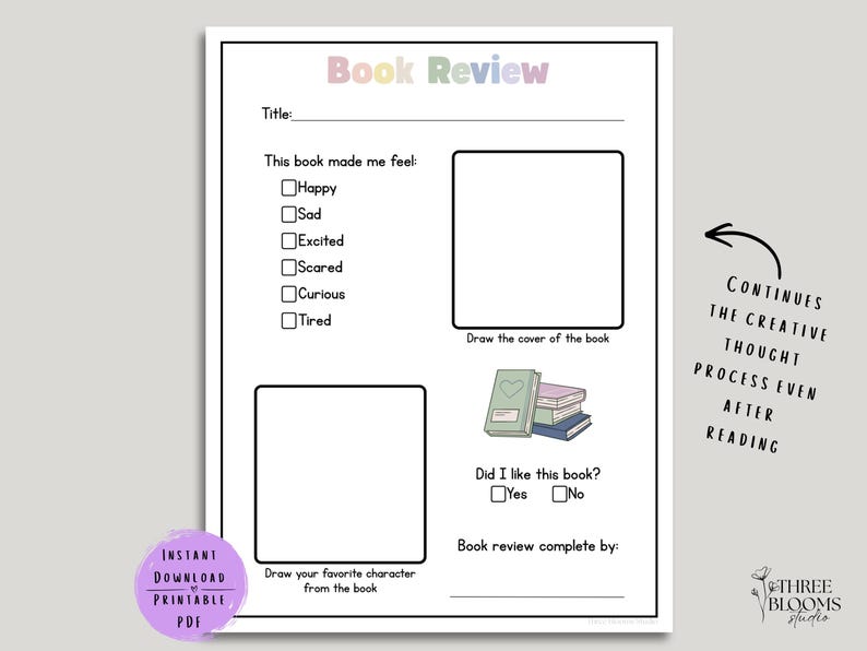 Book Review Reading Log Worksheet for Preschool and Kindergarten - Etsy