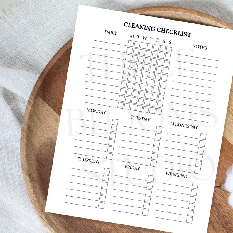 Minimalist Cleaning Checklist Schedule Printable Digital Download ...