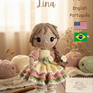Lina - Amigurumi Pattern PDF| Receita de Amigurumi em PDF (English + Português)