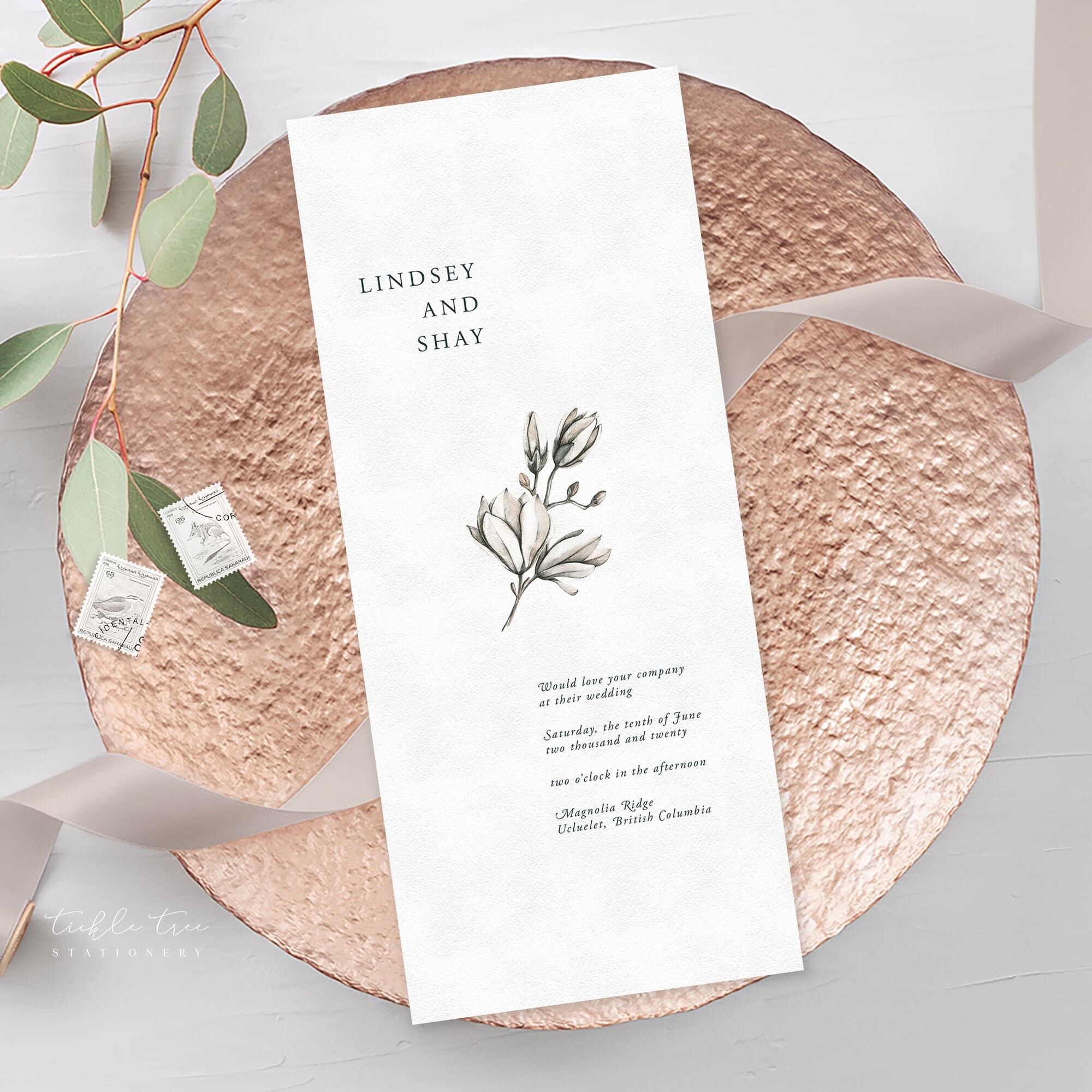Printed Wedding Invitations White Magnolia Style 13983