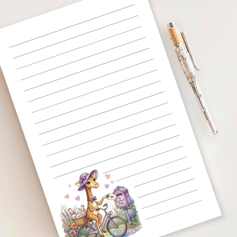 Georgette Giraffe Writing Paper Set Lined or Unlined With Optional ...
