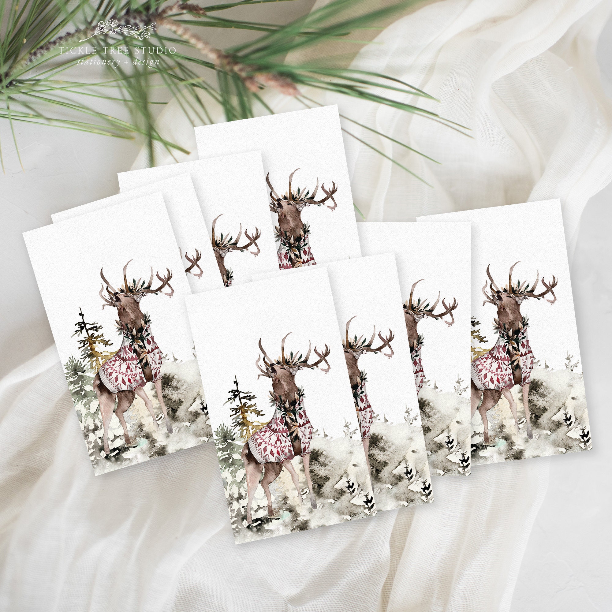 Holiday Gift Tags Stag Spirit Enchanted Woodlands Etsy