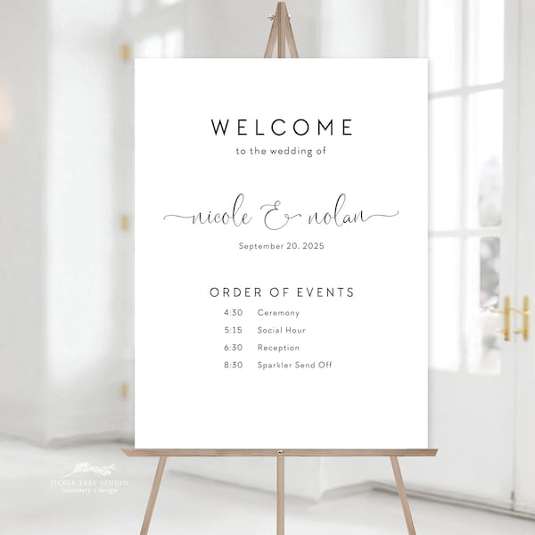 Order of Events/Timeline Sign - Nicole (WD067) | Printed on Foam Board or Printable File