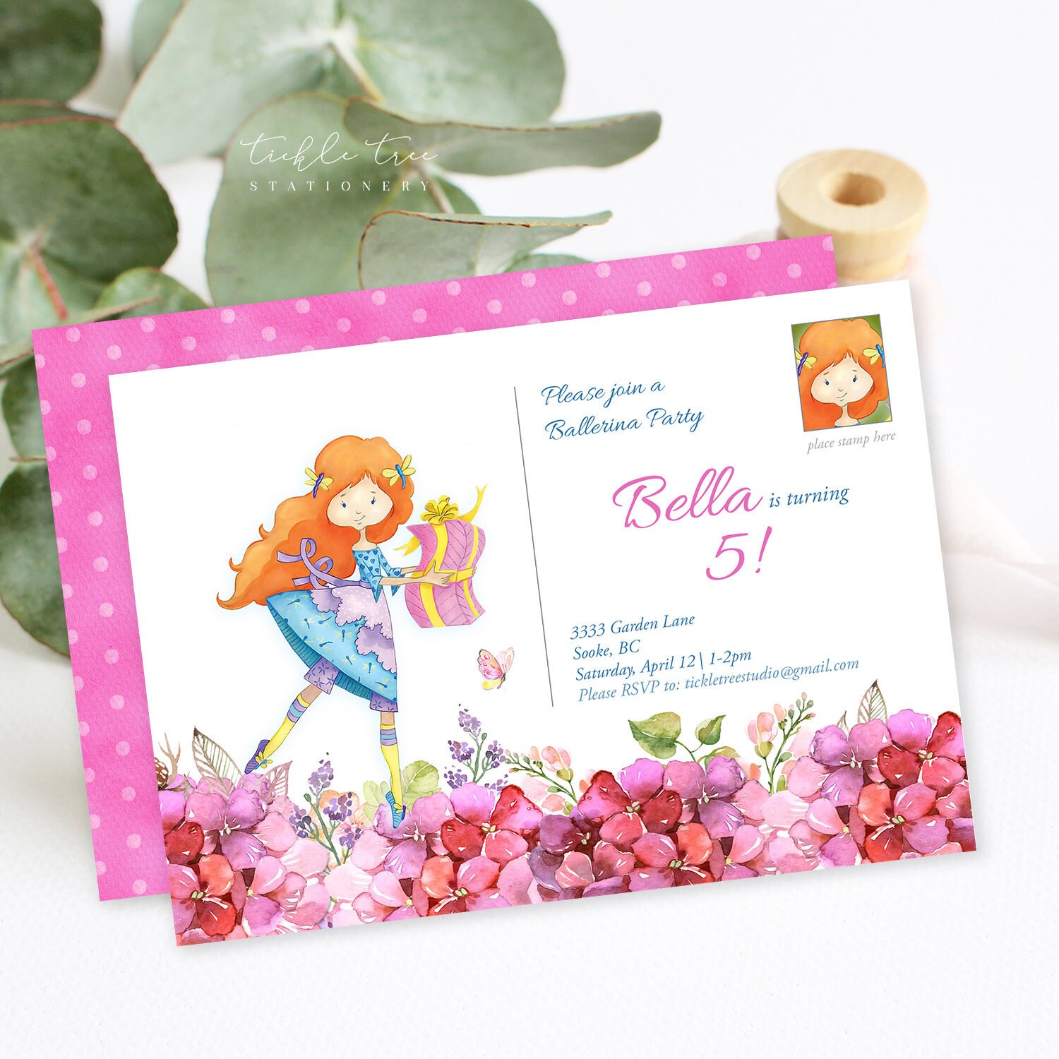 printed birthday invitations postcards ballerina party style print birthday invites
