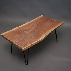 CUSTOM Petite Live Edge Black Walnut COFFEE Table Midcentury Rustic Natural image 3