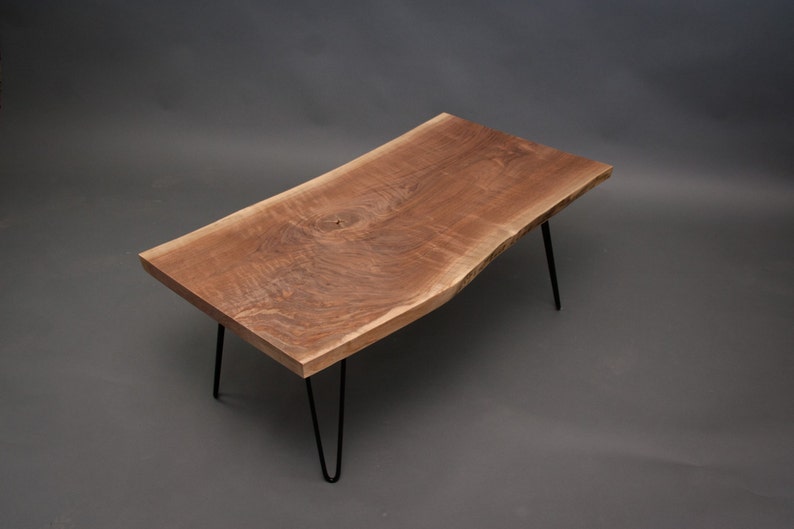 CUSTOM Petite Live Edge Black Walnut COFFEE Table Midcentury Rustic Natural image 3