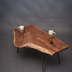 CUSTOM Petite Live Edge Black Walnut COFFEE Table Midcentury Rustic Natural image 4