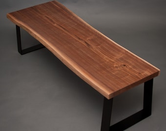 YOUR CUSTOM Live Edge Black Walnut BENCH - Natural - Rustic - Modern