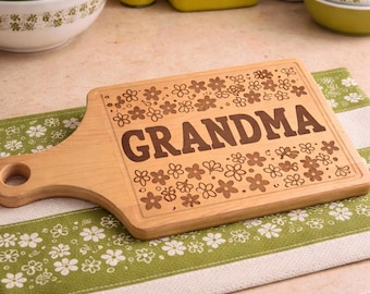 Gepersonaliseerde Pyrex snijplank gekke madeliefjes, snijplank met lentebloesem bloemen, retro keukencadeau