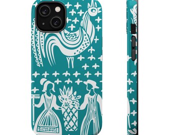 iPhone-hoesje Butterprint, Turquoise Amish Chicken Rooster, compatibel met MagSafe