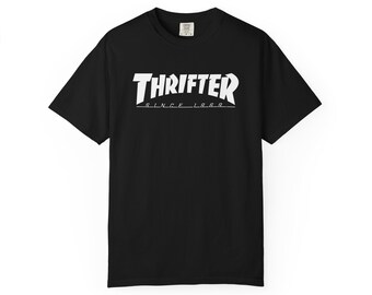 Gepersonaliseerde zuinigheidsshirt, donkere kleuren, elk jaar, comfortabele kleuren, tweedehands shirts