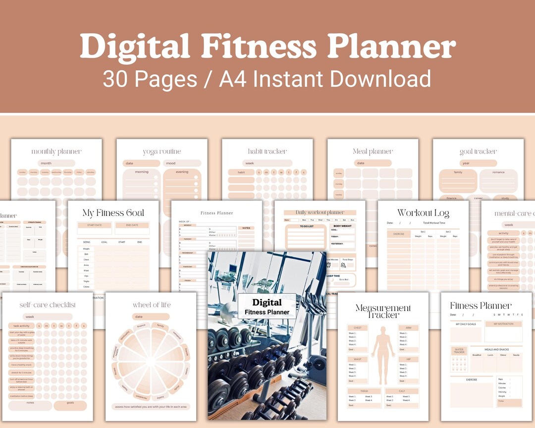 Digital Fitness Planner | Workout Tracker | Gym and Self-care Planner ...