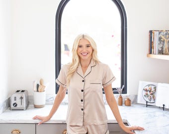 Personalized Satin Bridesmaid Pajamas, Bridal Party Loungewear